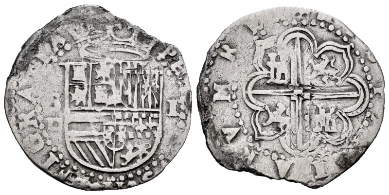 Philip II (1556-1598). 1 real. Sevilla. (Cal-258). Ag. 3,07 g. Choice F. Est...6...