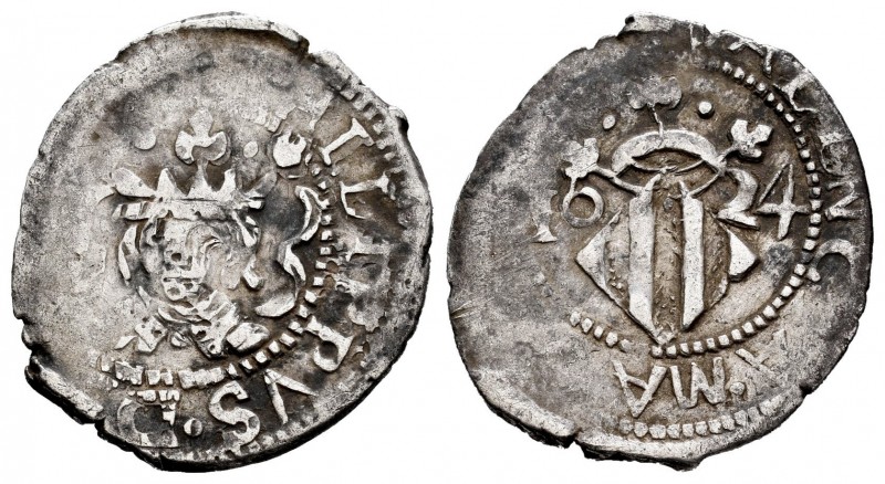 Philip IV (1621-1665). Dieciocheno. 1624. Valencia. (Cal 2008-1099). Ag. 2,23 g....