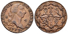 Charles III (1759-1788). 4 maravedis. 1775. Segovia. (Cal-55). Ae. 5,26 g. Hairlines on obverse. Choice VF. Est...50,00. 


 SPANISH DESCRIPTION: C...