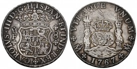 Charles III (1759-1788). 8 reales. 1767. México. MF. (Cal-1092). Ag. 26,82 g. Tone. Choice VF. Est...220,00. 


 SPANISH DESCRIPTION: Carlos III (1...