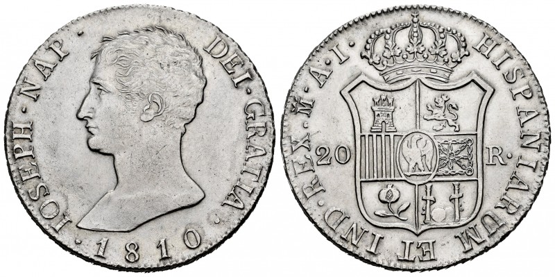 Joseph Napoleon (1808-1814). 20 reales. 1810. Madrid. AI. (Cal-38). Ag. 27,15 g....
