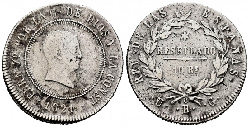 Ferdinand VII (1808-1833). 10 reales. 1821. Bilbao. UG. (Cal-1023). Ag. 13,24 g....