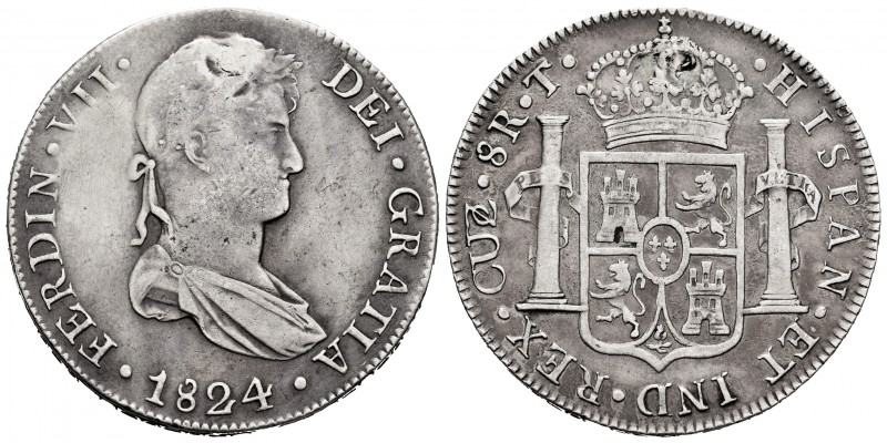 Ferdinand VII (1808-1833). 8 reales. 1824. Cuzco. T. (Cal-1178). Ag. 26,26 g. Re...