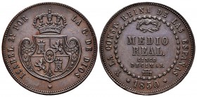 Elizabeth II (1833-1868). Medio real. 1850. Segovia. (Cal-155). Ae. 19,61 g. Almost XF. Est...90,00. 


 SPANISH DESCRIPTION: Isabel II (1833-1868)...