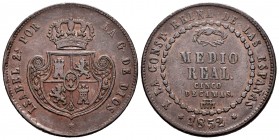 Elizabeth II (1833-1868). 1/2 real. 1852. Segovia. (Cal-157). Ae. 18,76 g. Choice F/Almost VF. Est...50,00. 


 SPANISH DESCRIPTION: Isabel II (183...