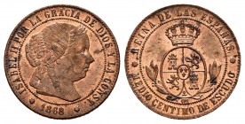 Elizabeth II (1833-1868). 1/2 centimo de escudo. 1868. Barcelona. OM. (Cal-201). Ae. 1,25 g. Original luster. Almost UNC. Est...30,00. 


 SPANISH ...