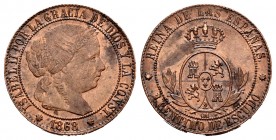 Elizabeth II (1833-1868). 1 centimo de escudo. 1868. Barcelona. OM. (Cal-216). Ae. 2,55 g. It retains some luster. XF. Est...25,00. 


 SPANISH DES...