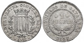 Elizabeth II (1833-1868). 1 peseta. 1837. Barcelona. PS. (Cal-272). Ag. 5,73 g. Scarce. Choice VF. Est...260,00. 


 SPANISH DESCRIPTION: Isabel II...