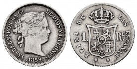 Elizabeth II (1833-1868). 1 real. 1859. Madrid. (Cal-308). Ag. 1,22 g. Almost VF. Est...15,00. 


 SPANISH DESCRIPTION: Isabel II (1833-1868). 1 re...