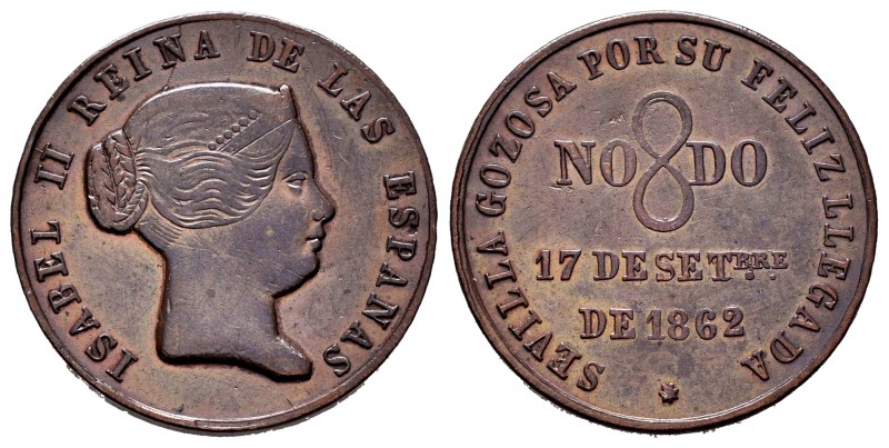 Elizabeth II (1833-1868). Medal. 1862. Sevilla. Rev.: SEVILLA GOZOSA POR SU FELI...