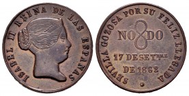 Elizabeth II (1833-1868). Medal. 1862. Sevilla. Rev.: SEVILLA GOZOSA POR SU FELIZ LLEGADA. NO-DO. Ae. 5,74 g. 23 mm. Choice VF. Est...25,00. 


 SP...