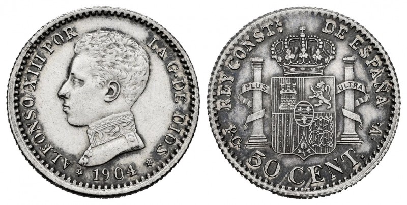 Centenary of the Peseta (1868-1931). Alfonso XIII (1886-1931). 50 céntimos. 1904...