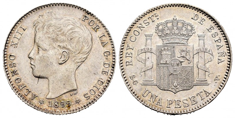 Centenary of the Peseta (1868-1931). Alfonso XIII (1886-1931). 1 peseta. 1899*18...