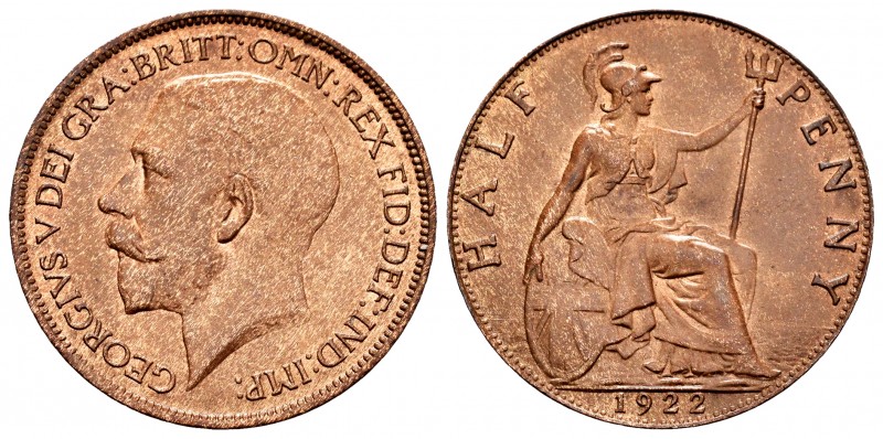 United Kingdom. George V. 1/2 penny. 1922. (Km-809). Ae. 5,84 g. It retains some...