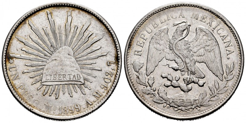 Mexico. 1 peso. 1899. México. AM. (Km-409.2). Ag. 27,08 g. Choice VF. Est...30,0...