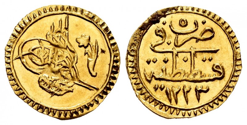 Turkey. Mahmud II. 1/4 Zeri Mahbub. 1223 H - Año 4. Constantinople. (Km-605). Au...