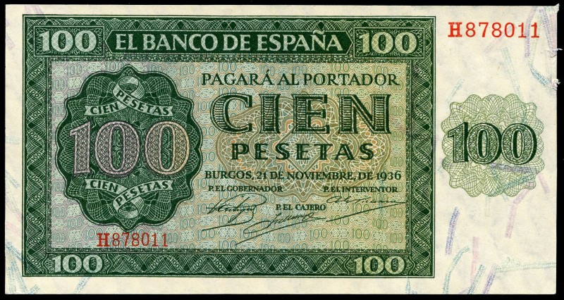 100 pesetas. 1936. Burgos. (Ed 2017-421a). November 21, Burgos Cathedral. Serie ...