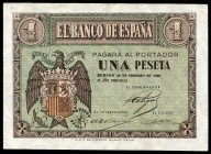 1 peseta. 1938. Burgos. (Ed 2017-427). February 28, shield of Spain. Serie D. Central bend. Almost XF. Est...30,00. 


 SPANISH DESCRIPTION: 1 pese...