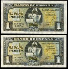 1 peseta. 1940. Madrid. (Ed 2017-442a). September 4, nao Santa Maria. Serie I. Correlative pair. UNC. Est...50,00. 


 SPANISH DESCRIPTION: 1 peset...