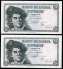 5 pesetas. 1948. Madrid. (Ed 2017-455a). March 5, Juan Sebastián Elcano. Serie H. Correlative pair. UNC. Est...30,00. 


 SPANISH DESCRIPTION: 5 pe...