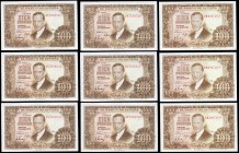 100 pesetas. 1953. Madrid. (Ed 2017-464c). April 7, Julio Romero de Torres. Serie 2V. Nine correlative banknotes. UNC. Est...90,00. 


 SPANISH DES...