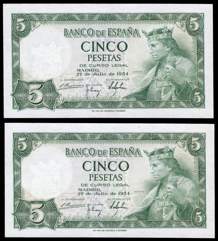 5 pesetas. 1954. Madrid. (Ed 2017-466a). July 22, Alfonso X the Wise. Serie M. C...