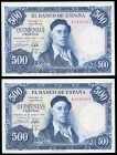 500 pesetas. 1954. Madrid. (Ed 2017-468b). July 22, Ignacio Zuloaga. Serie K. Correlative pair. UNC. Est...50,00. 


 SPANISH DESCRIPTION: 500 pese...