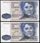 500 pesetas. 1979. Madrid. (Ed 2017-476). November 23, Rosalía de Castro. Without serie. Correlative pair. UNC. Est...45,00. 


 SPANISH DESCRIPTIO...