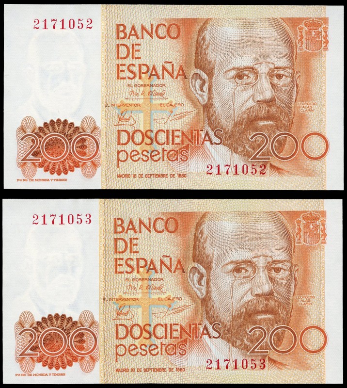 200 pesetas. 1980. Madrid. (Ed 2017-480). September 16, Leopoldo Alas "Clarín". ...