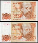 200 pesetas. 1980. Madrid. (Ed 2017-480). September 16, Leopoldo Alas "Clarín". Without serie. Correlative pair. UNC. Est...30,00. 


 SPANISH DESC...