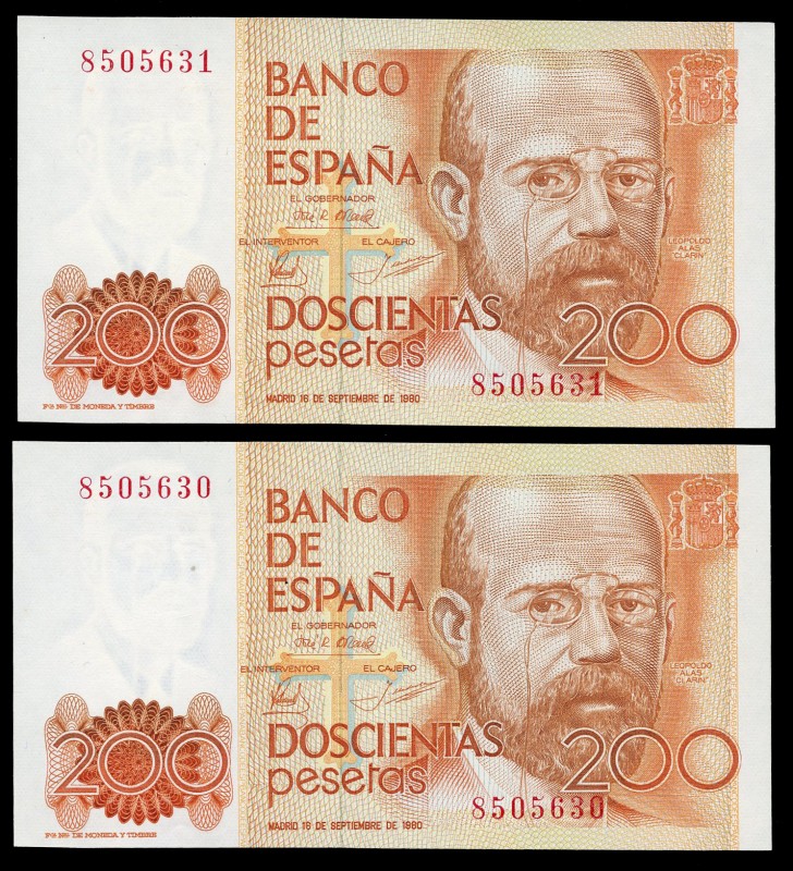 200 pesetas. 1980. Madrid. (Ed 2017-480). September 16, Leopoldo Alas "Clarín". ...