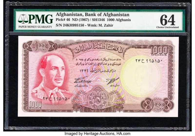 Afghanistan Bank of Afghanistan 1000 Afghanis ND (1967) / SH1346 Pick 46 PMG Cho...