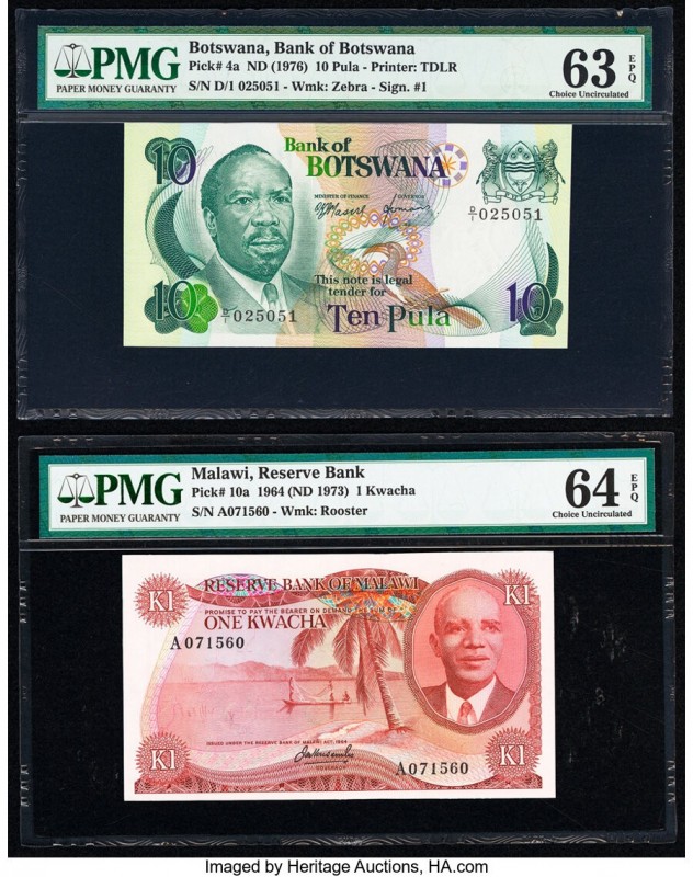 Botswana Bank of Botswana 10 Pula ND (1976) Pick 4a PMG Choice Uncirculated 63 E...