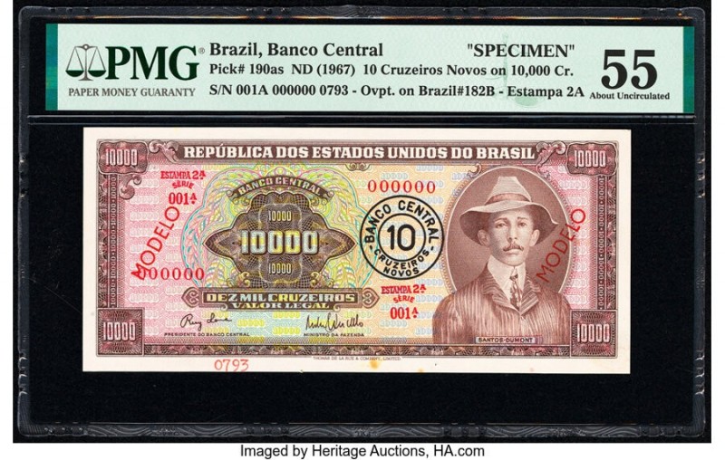 Brazil Banco Central Do Brasil 10 Cruzeiros Novos on 10,000 Cr. ND (1967) Pick 1...