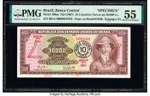 Brazil Banco Central Do Brasil 10 Cruzeiros Novos on 10,000 Cr. ND (1967) Pick 190as Specimen PMG About Uncirculated 55. Pinholes and minor stains. 

...