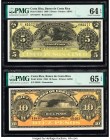 Costa Rica Banco de Costa Rica 5; 10 Pesos 1899 Pick S163r1; S164r Two Remainders PMG Choice Uncirculated 64 EPQ; Gem Uncirculated 65 EPQ. 

HID098012...