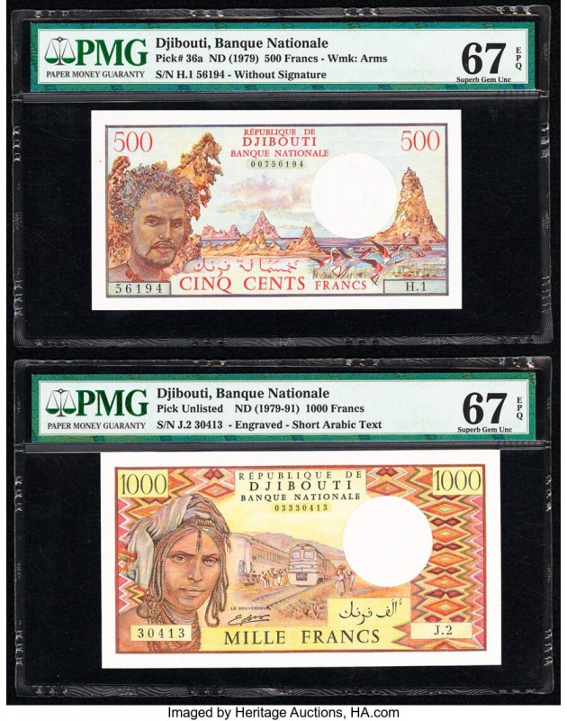 Djibouti Banque Nationale de Djibouti 500; 1000 Francs ND (1979; 1979-91) Pick 3...