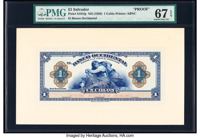 El Salvador Banco Occidental 1 Colon ND (1920) Pick S191fp; S191bp Front and Bac...