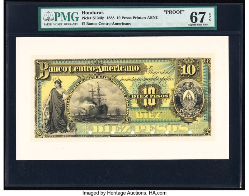 Honduras Banco Centro-Americano 10 Pesos 1888 Pick S134fp; S134bp Front and Back...