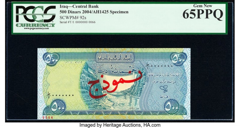 Iraq Central Bank of Iraq 500 Dinars 2004 / AH1425 Pick 92s Specimen PCGS Gem Ne...