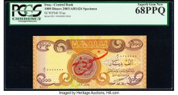 Iraq Central Bank of Iraq 1000 Dinars 2003-13 / AH1424-34 Pick 93as Specimen PCGS Superb Gem New 68PPQ. Red overprints.

HID09801242017

© 2020 Herita...