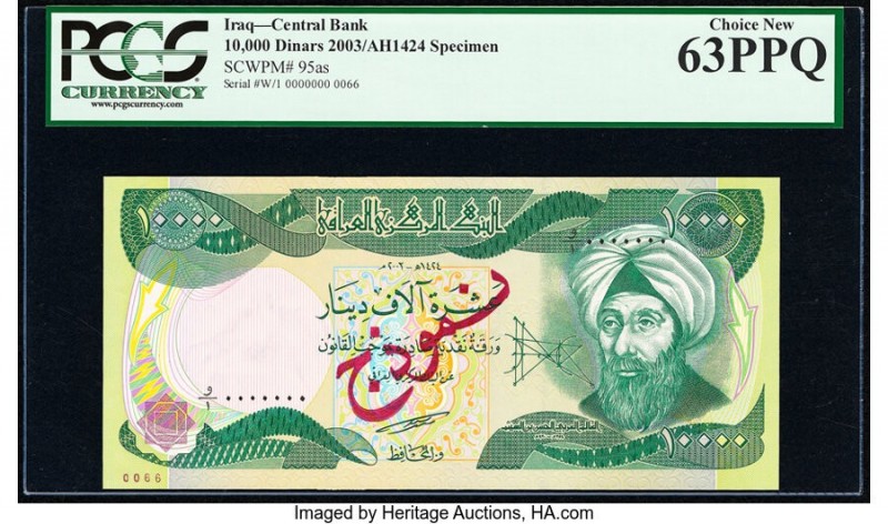 Iraq Central Bank of Iraq 10,000 Dinars 2003-10 / AH1424-31 Pick 95as Specimen P...