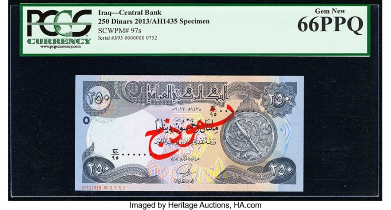Iraq Central Bank of Iraq 250 Dinars 2013 / AH1435 Pick 97s Specimen PCGS Gem Ne...