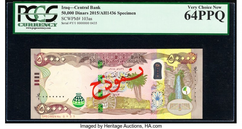 Iraq Central Bank of Iraq 50,000 Dinars ND (2015) Pick 103as Specimen PCGS Very ...