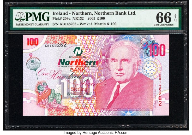 Ireland - Northern Northern Bank Limited 100 Pounds 2005 Pick 209a PMG Gem Uncir...