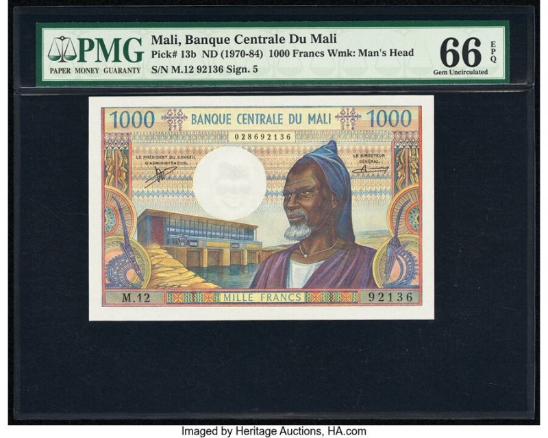 Mali Banque Centrale du Mali 1000 Francs ND (1970-84) Pick 13b PMG Gem Uncircula...