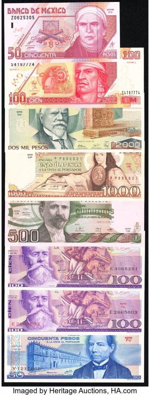 Mexico Group Lot of 16 Examples Mostly Crisp Uncirculated. The 1000 Pesos dated ...