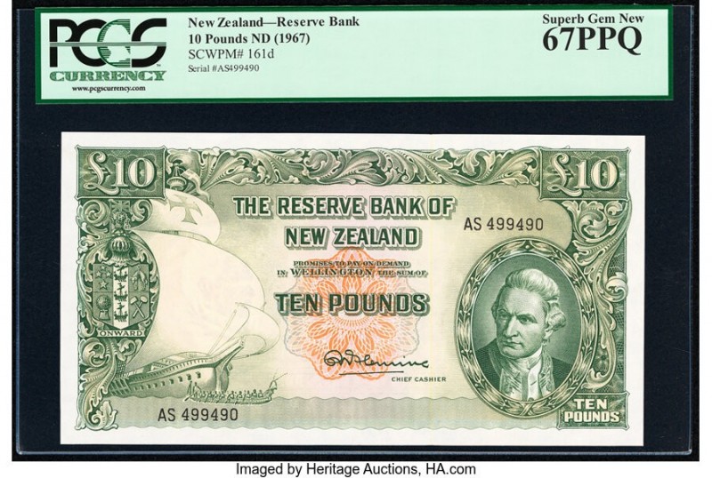 New Zealand Reserve Bank of New Zealand 10 Pounds ND (1967) Pick 161d PCGS Super...