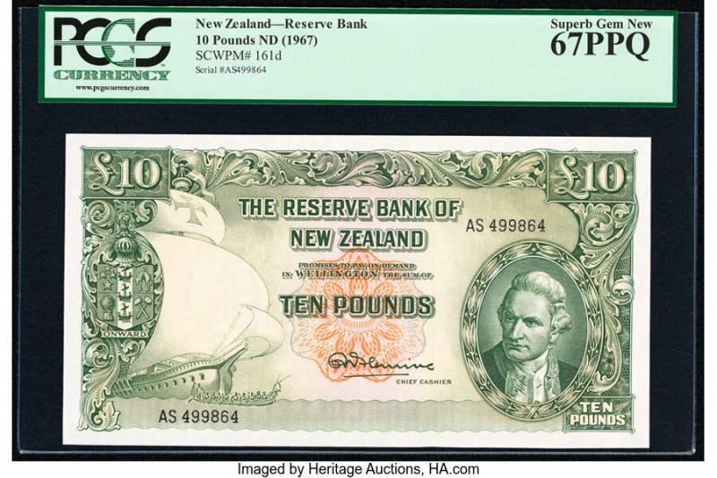 New Zealand Reserve Bank of New Zealand 10 Pounds ND (1967) Pick 161d PCGS Super...