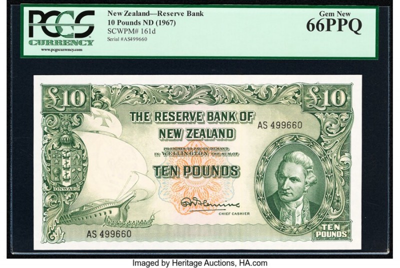 New Zealand Reserve Bank of New Zealand 10 Pounds ND (1967) Pick 161d PCGS Gem N...